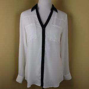 Express The Portofino Shirt White Black Sheer